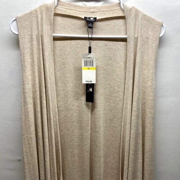 Cable & Gauge Sleeveless Cardigan Women's Medium Oatmeal Heather Open Front NWT - Picture 2 of 12
